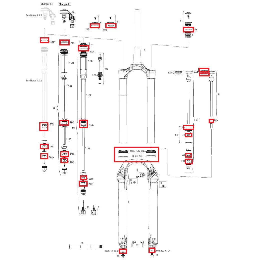 Service Kit 200 Hours / 1 Year ROCKSHOX LYRIK BASE/SELECT/SELECT+/ULTIMATE (2022+) GENERATION-D