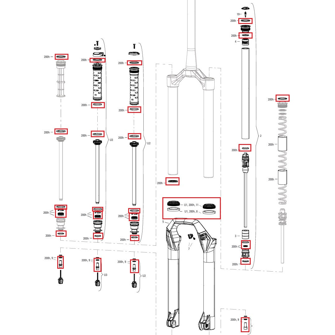 200 timmar/år underhållssats ROCKSHOX PSYLO Silver (2025+) Generation A