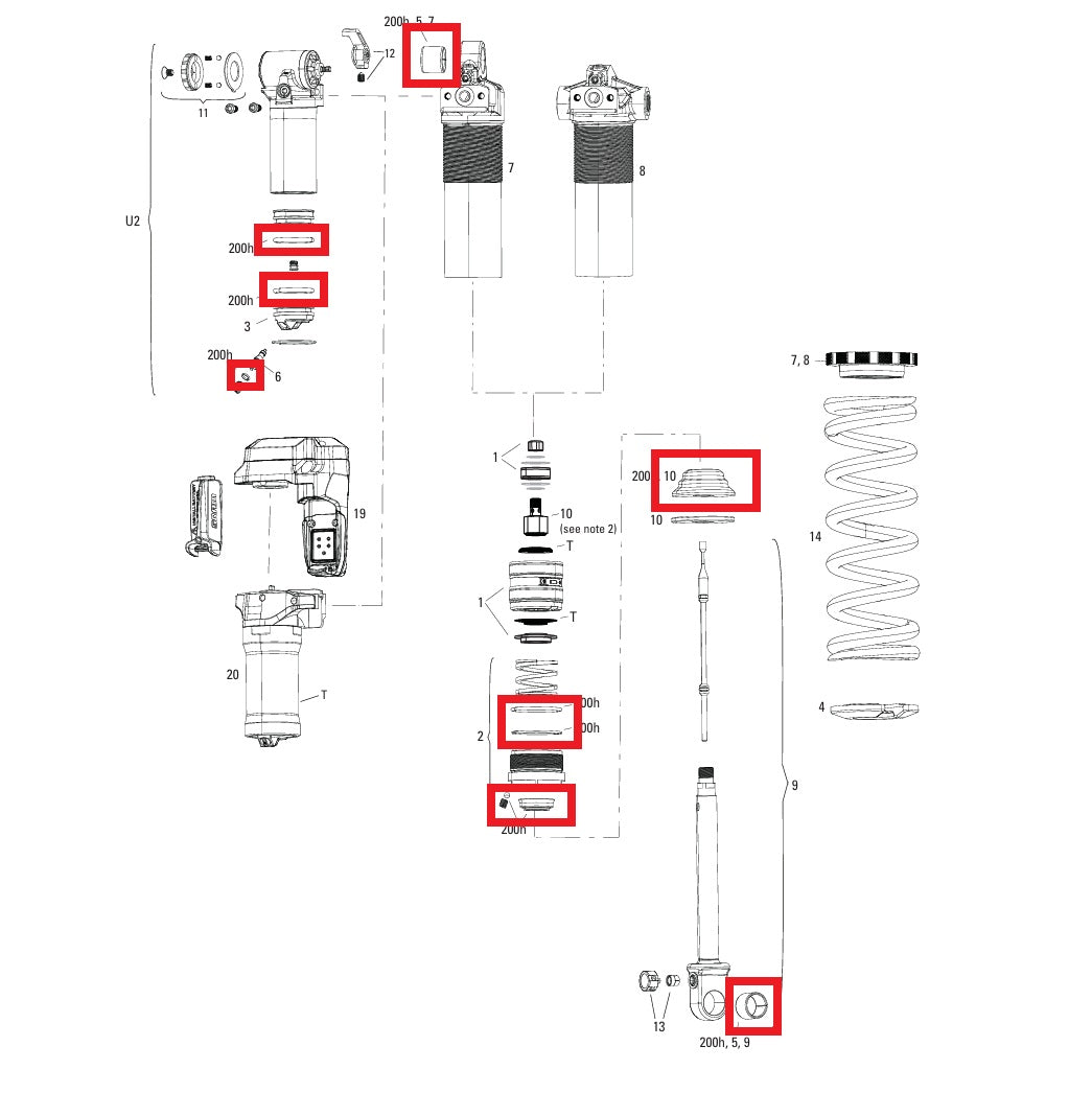 Service Kit 200 timmar / 1 år ROCKSHOX VIVID COIL C1+ (2025+)