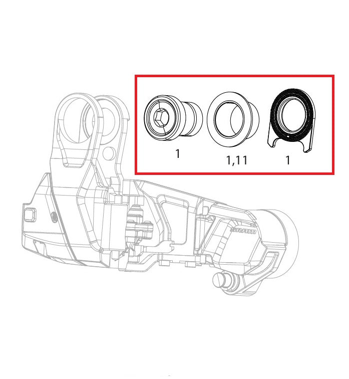 SRAM RED XPLR AXS E1 Bultsats för montering av bakväxel