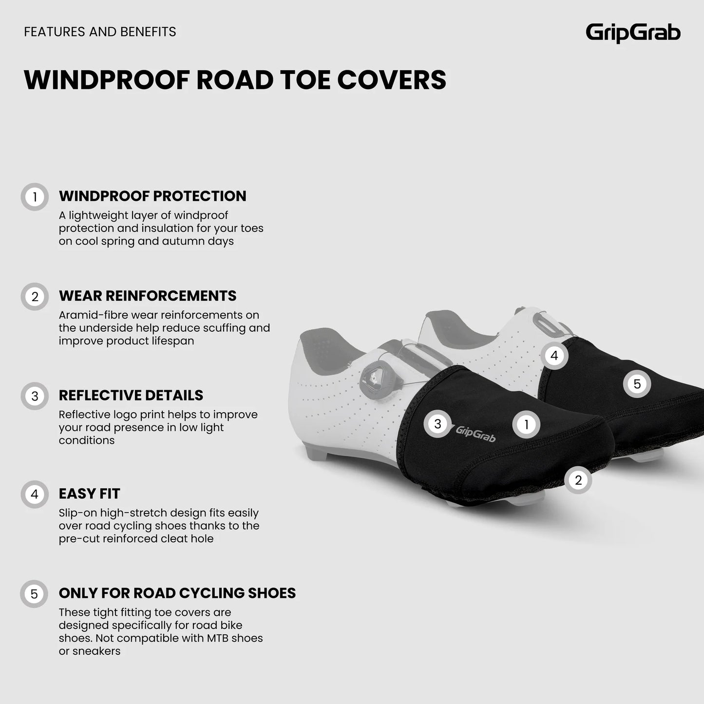 GRIPGRAB WINDPROOF Toe Covers Black