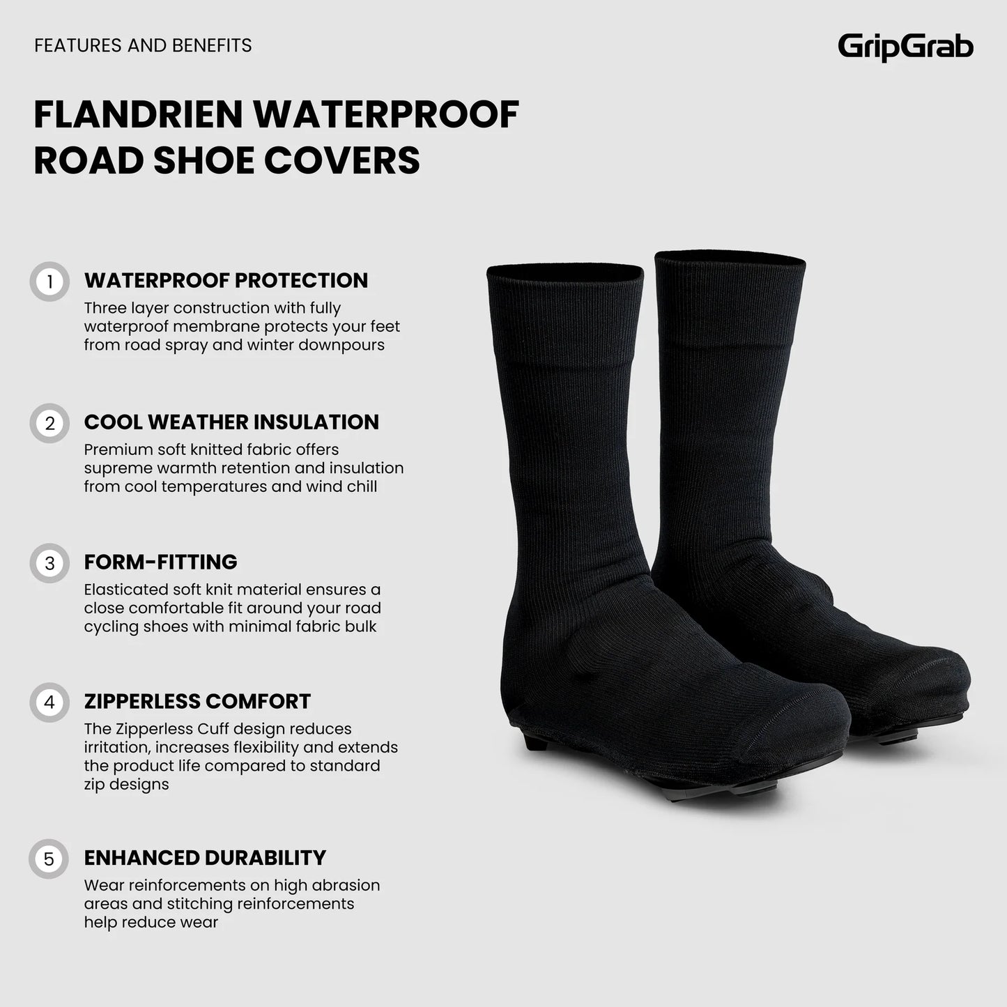 Boot Cover GRIPGRAB FLANDRIEN WATERPROOF Black