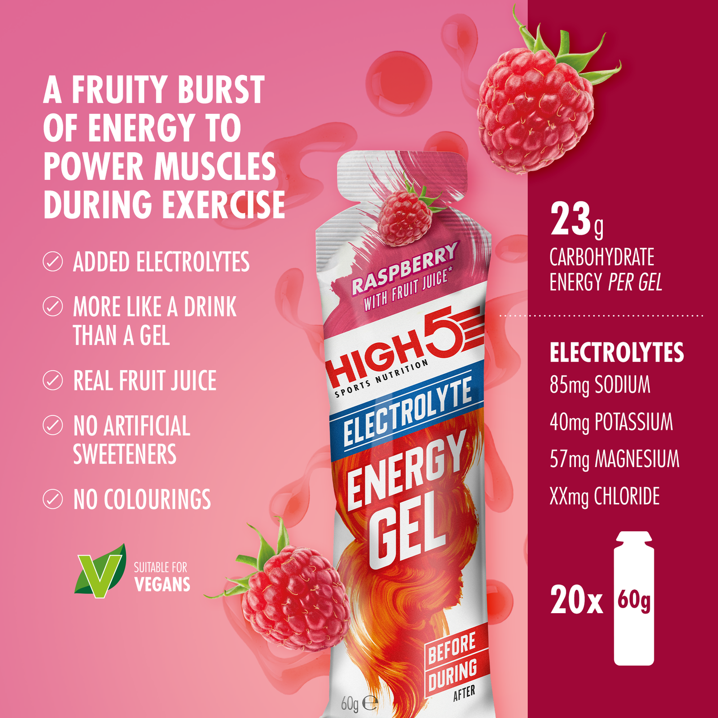 HIGH5 ENERGY ELECTROLYTE Energizing Gel (60g) Raspberry