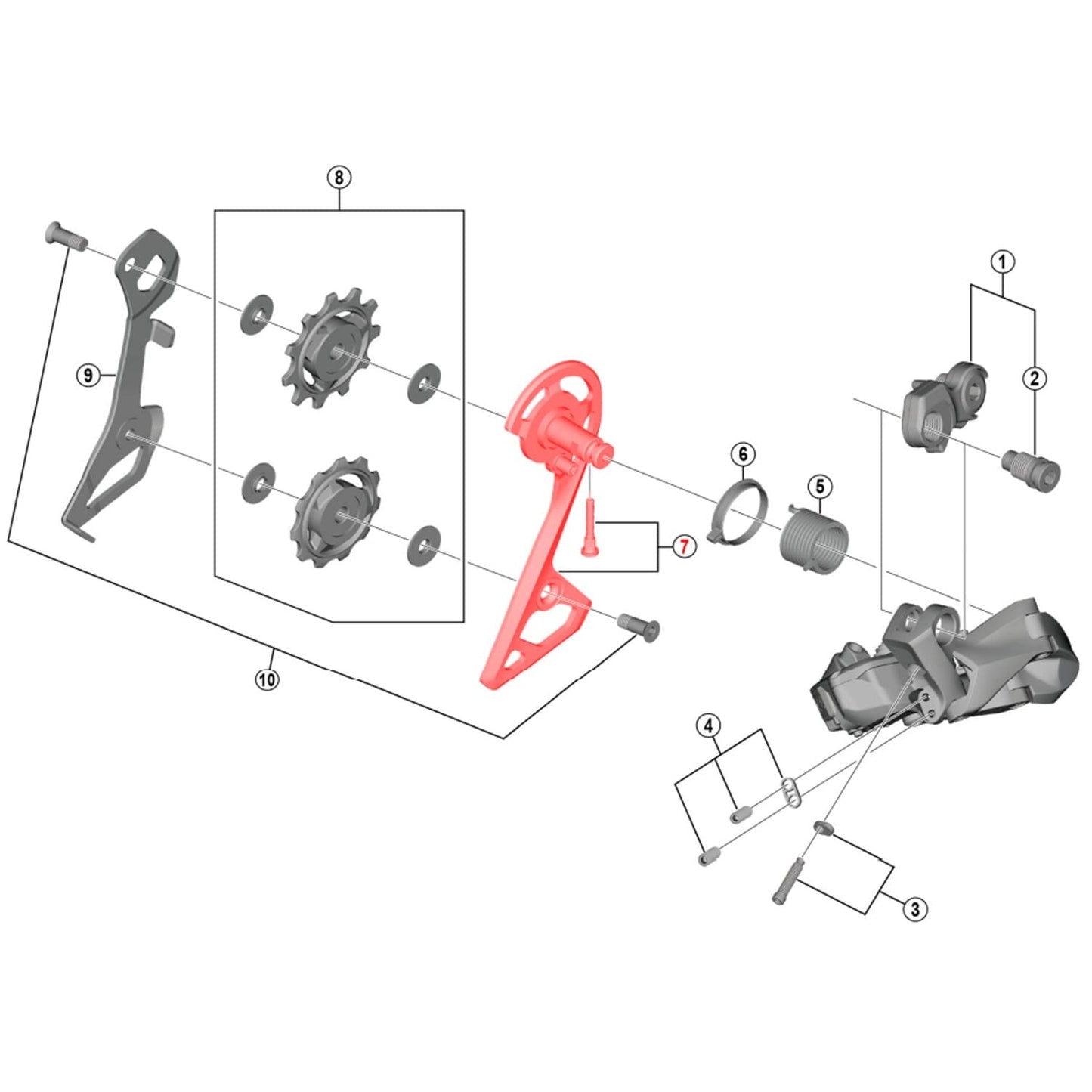 Chape de Dérailleur Arrière Externe Courte SHIMANO RD-R8050 SS #Y3HR98040