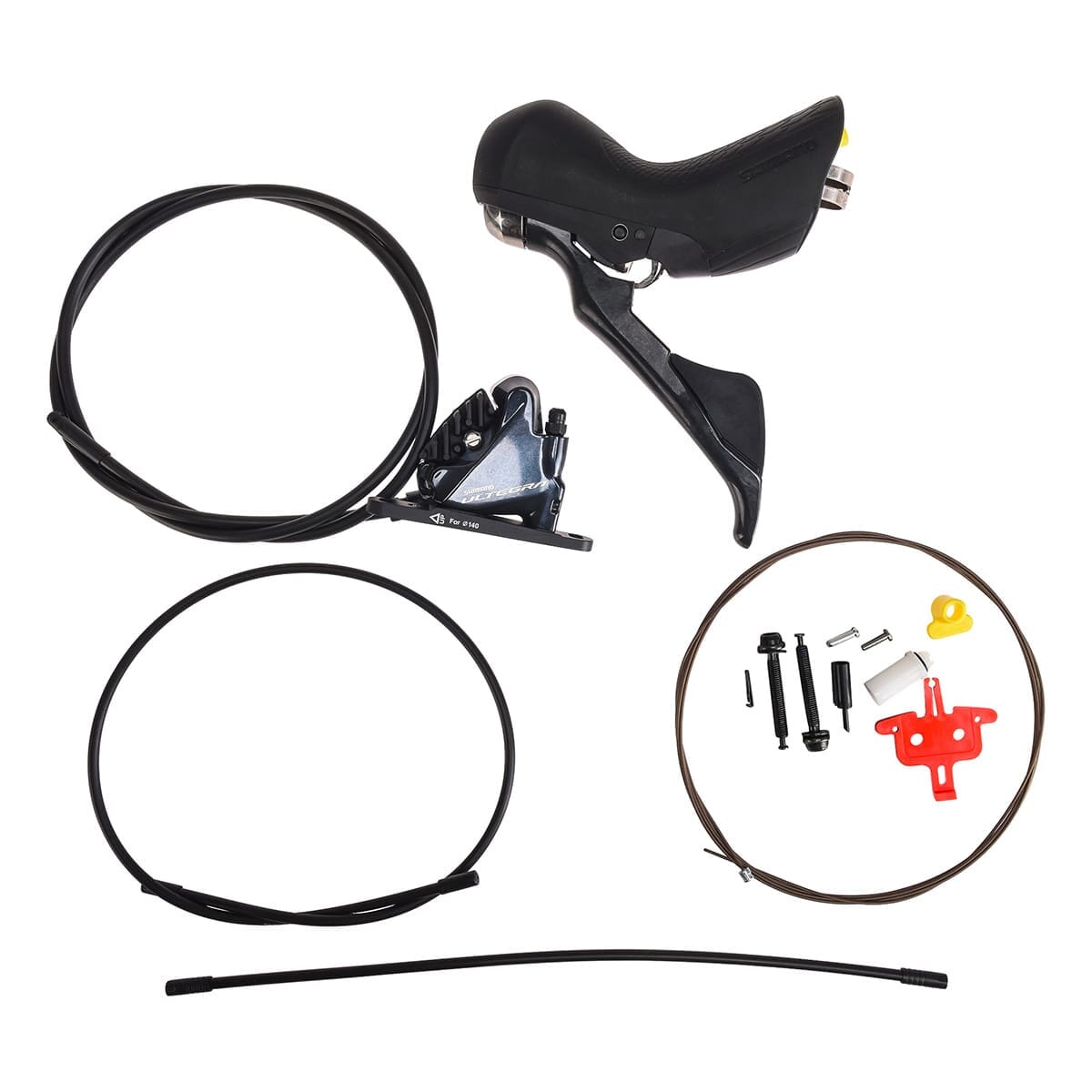 Ett par SHIMANO ULTEGRA R8020 2x11 Flat Mount Discless-spakar och bromsok