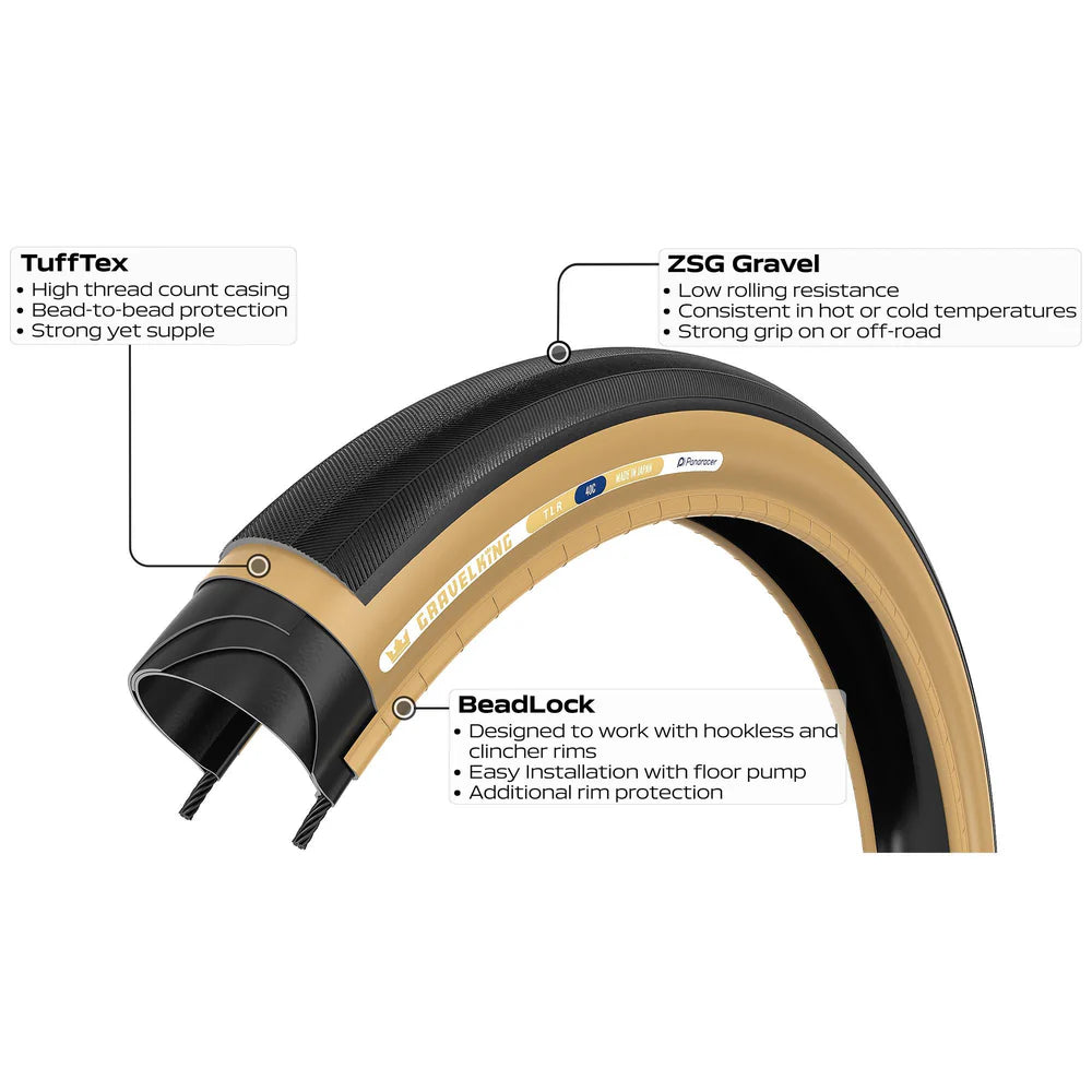PANARACER GRAVELKING SLICK TLR 700x35c Tubeless Ready Beige däck