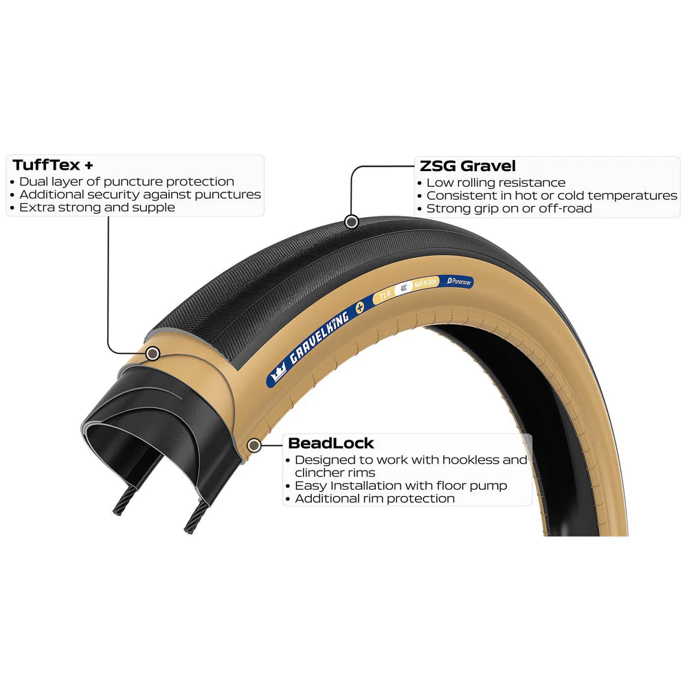 PANARACER GRAVELKING SLICK+ TLR 700x30c Tubeless Ready Beige däck