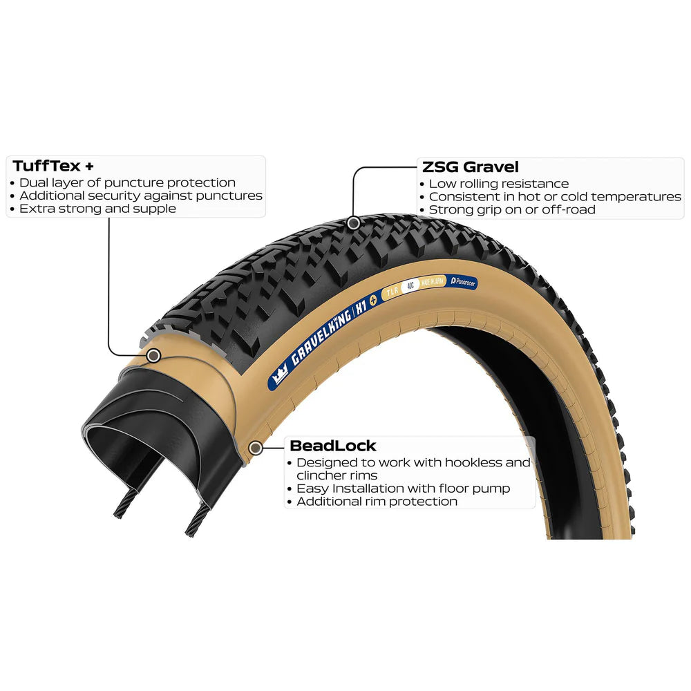 PANARACER GRAVELKING X1+ TLR 700x40c Tubeless Ready Brunt däck