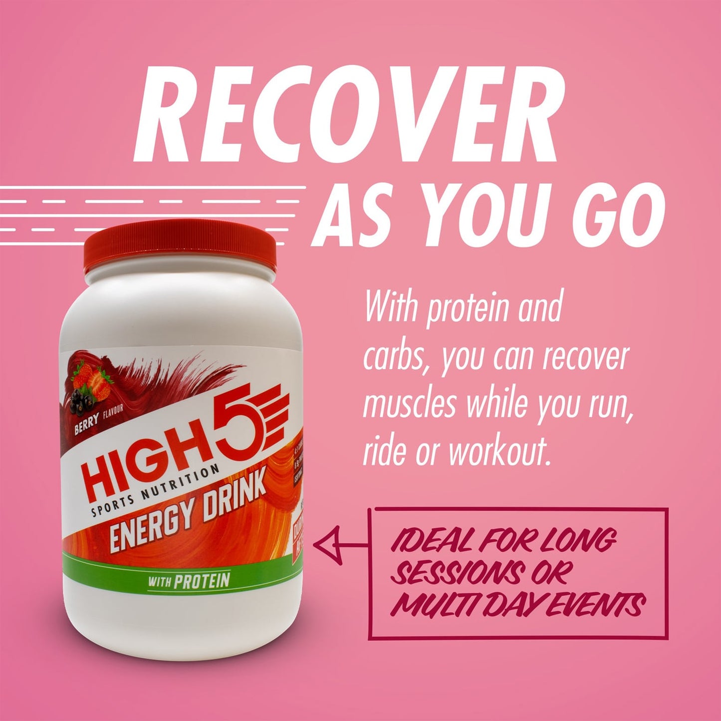 Energy Drink HIGH5 ENERGY DRINK PROTEIN (1.6kg) Fruits Red