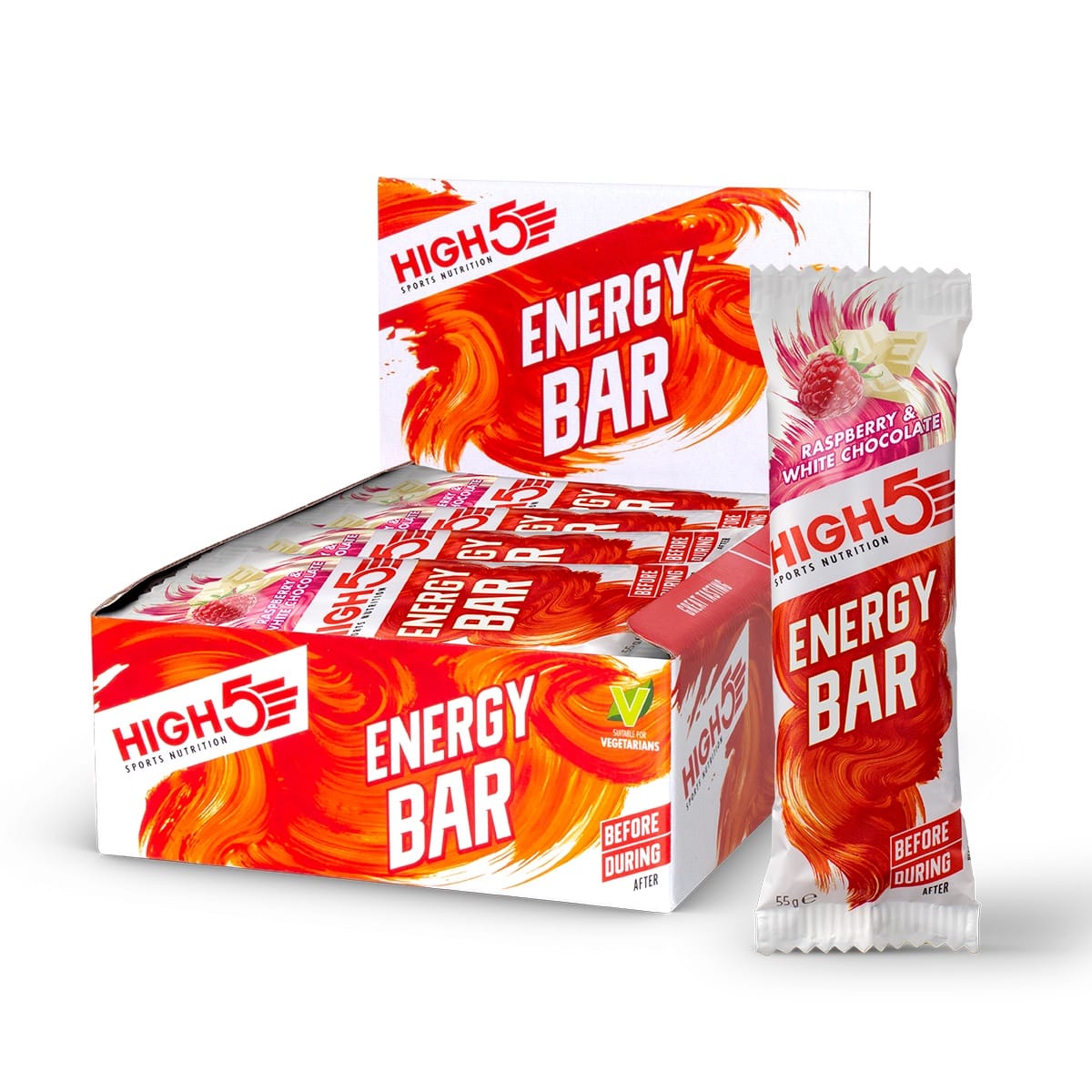 HIGH5 ENERGY BAR (55g) Hallon vit choklad