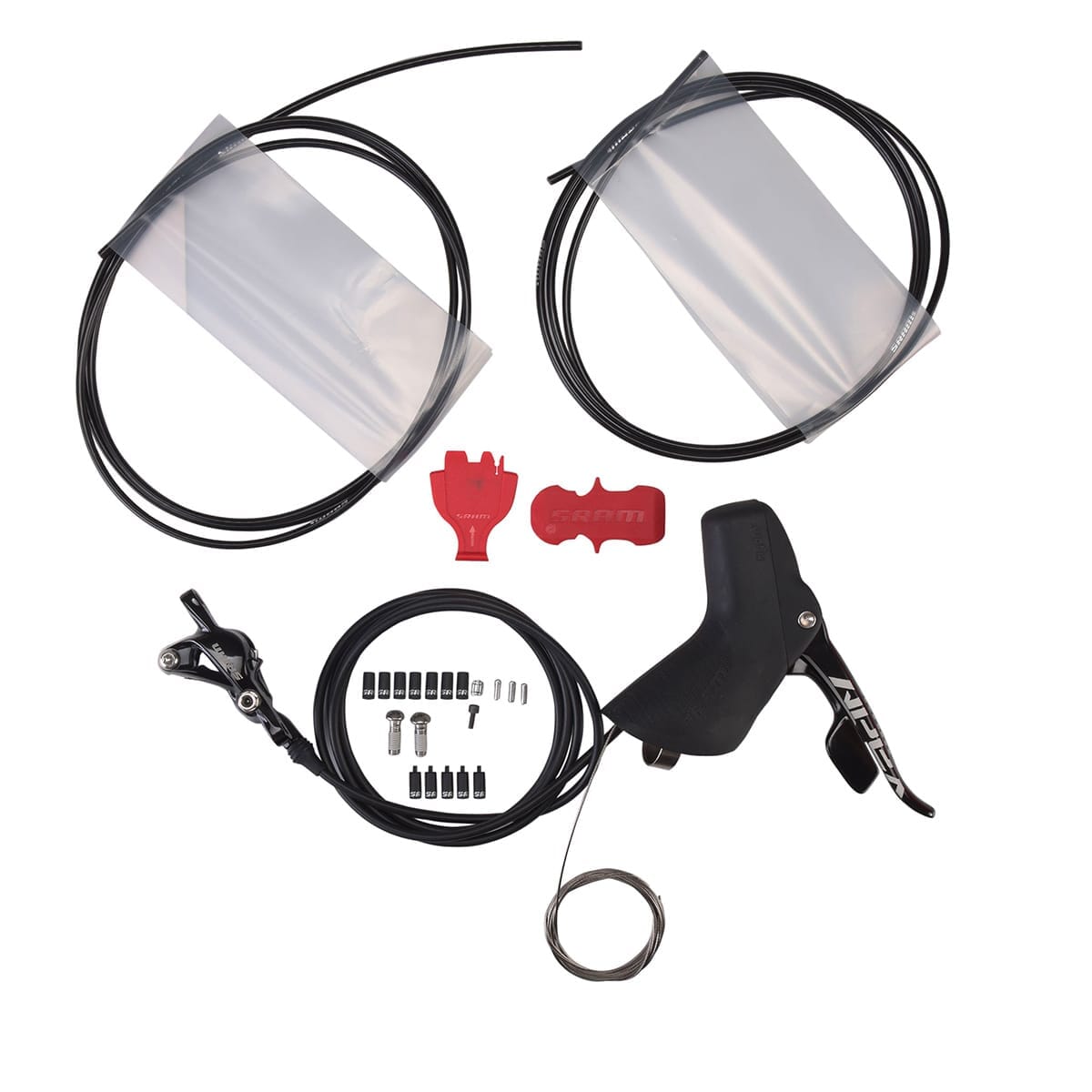 Ett par SRAM APEX HRD 1x11 Discless-spakar och bromsok för stolpmontering