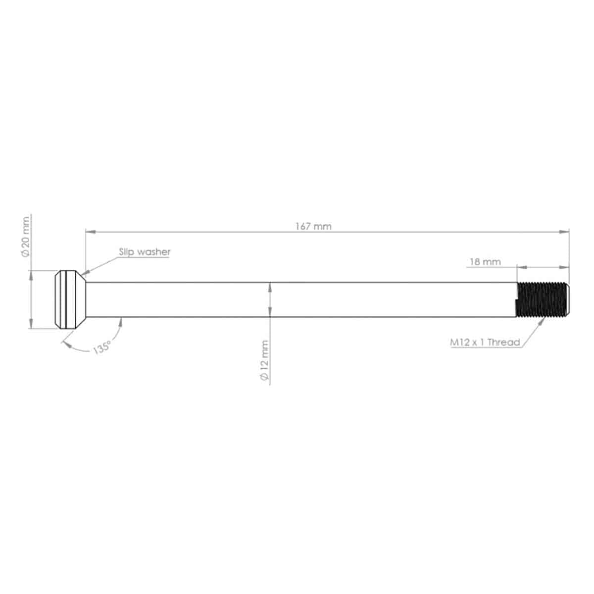 BURGTEC 171 mm bakhjulsaxel för Transition Orange-ramar