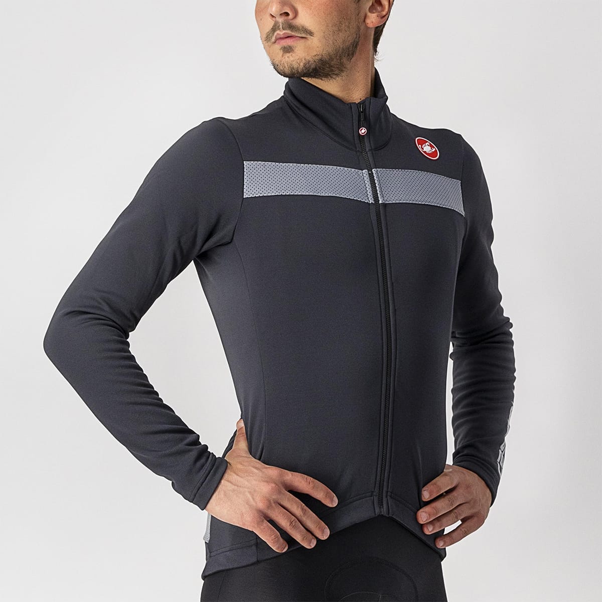 CASTELLI PURO 3 FZ Långärmad Jersey Svart/Grå