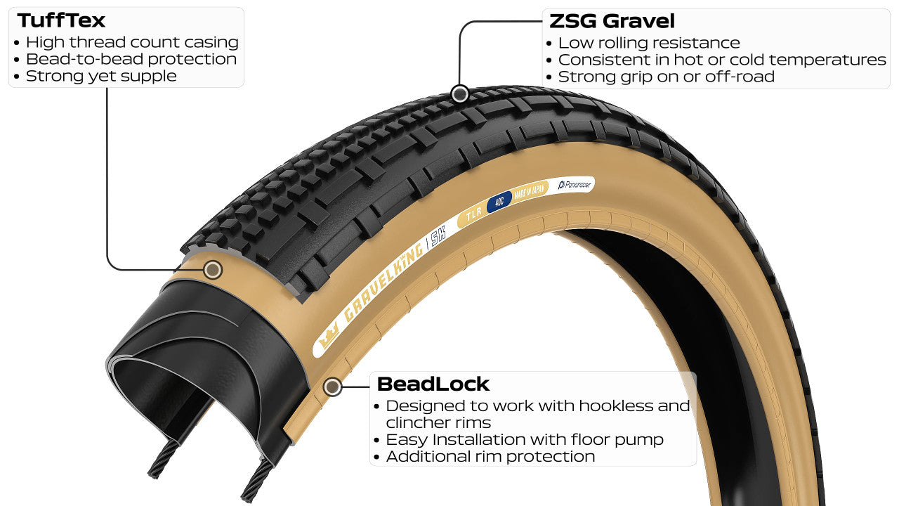 PANARACER GRAVELKING SK TLR 700x40c Tubeless Ready Svart däck