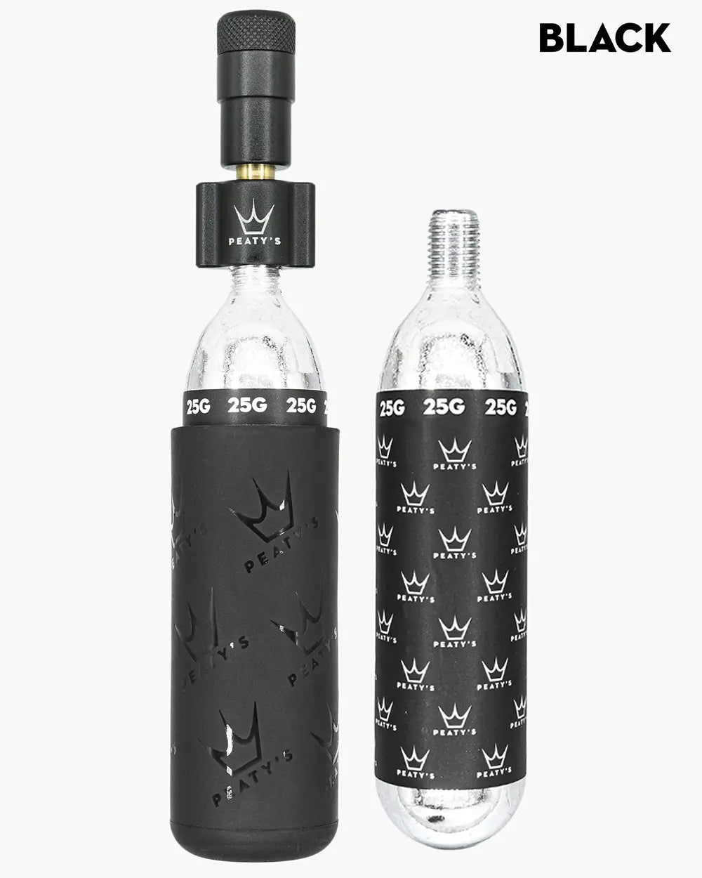 PEATY'S HOLESHOT ROAD/GRAVEL CO2 Percutor + 2 x 16g gängade CO2-patroner Svart