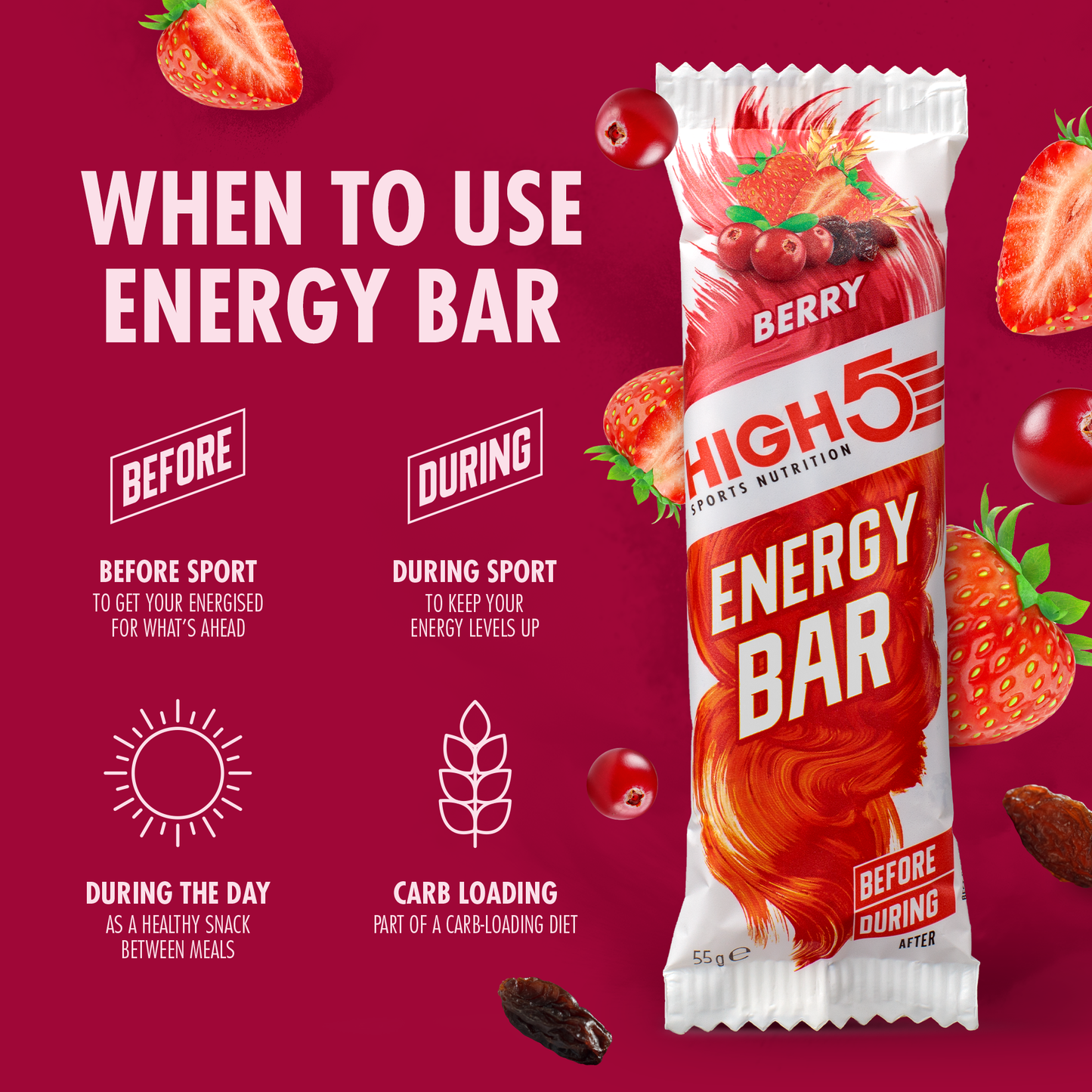 HIGH5 ENERGY BAR (55g) Röda frukter