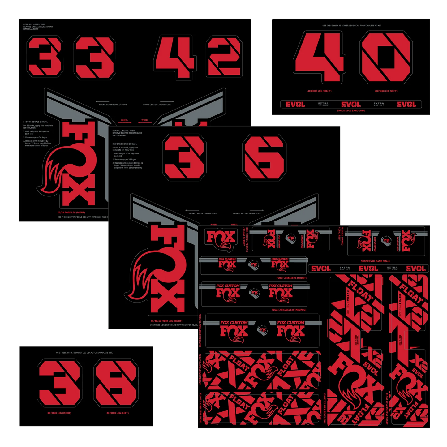 FOX Fork and Shock Stickers Kit Red