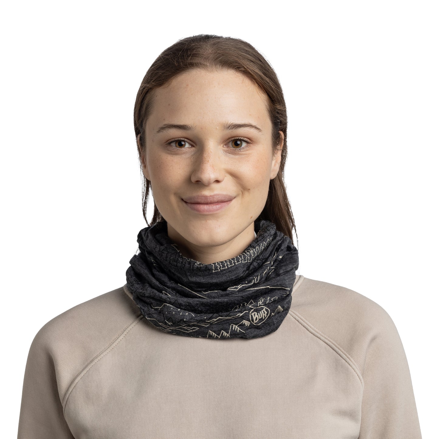 BUFF MERINO LIGHTWEIGHT PRINT Choker Grey
