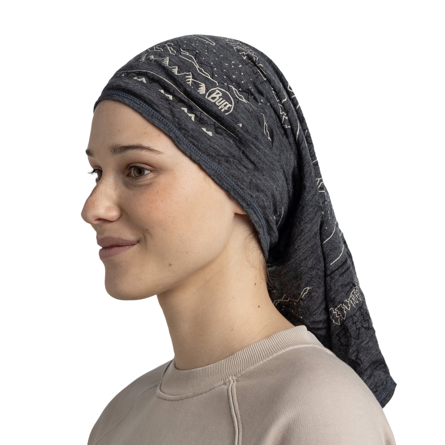 BUFF MERINO LIGHTWEIGHT PRINT Choker Grey