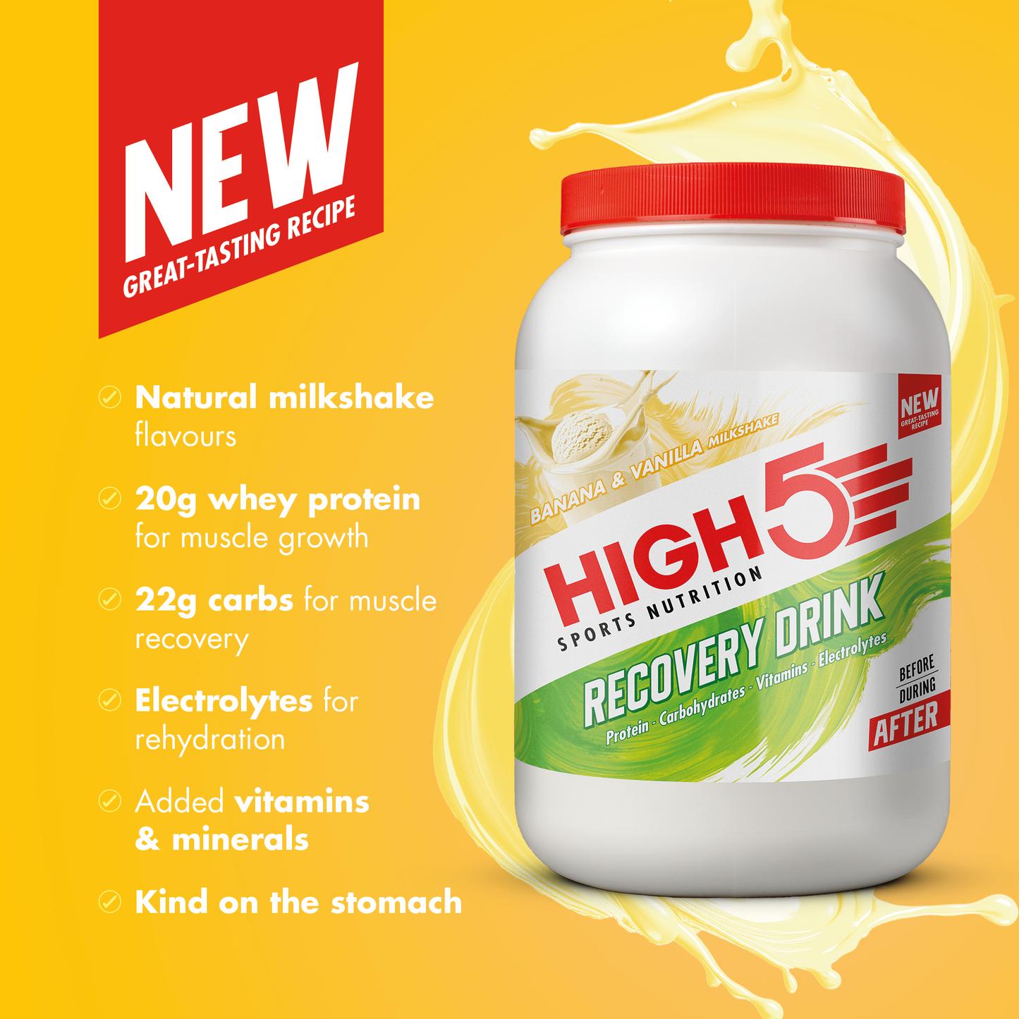High5 RECOVERY DRINK (450g) Banan Vanilj Milkshake