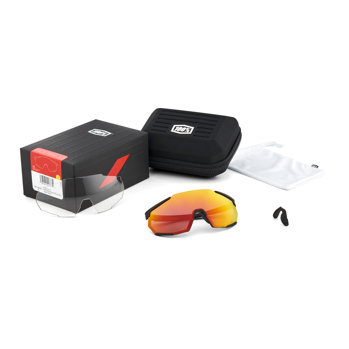 100% RACETRAP 3.0 Soft Tact Black Hiper Multilayer Mirror Red Skyddsglasögon