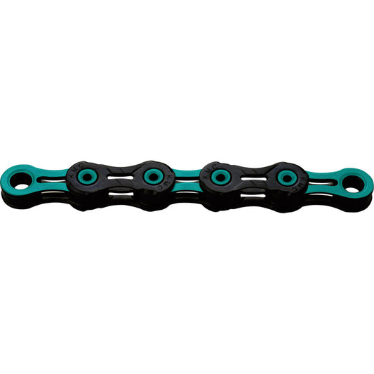 12V KMC DLC12 Waxed Black/Turquoise Waxed Chain
