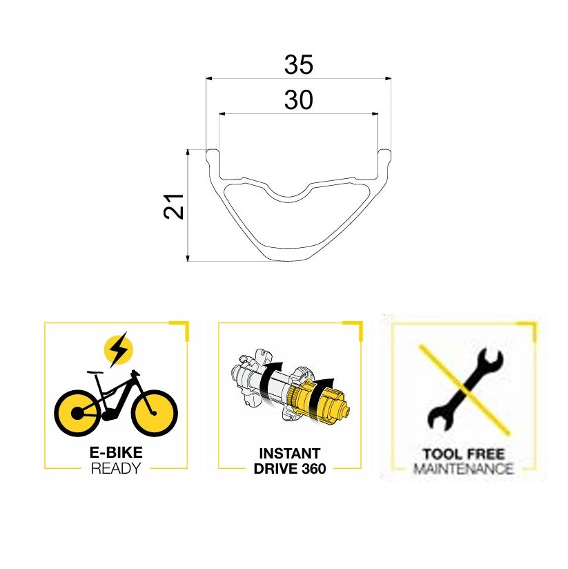 Par MAVIC E-CROSSRIDE 1 29" 30MM hjul
