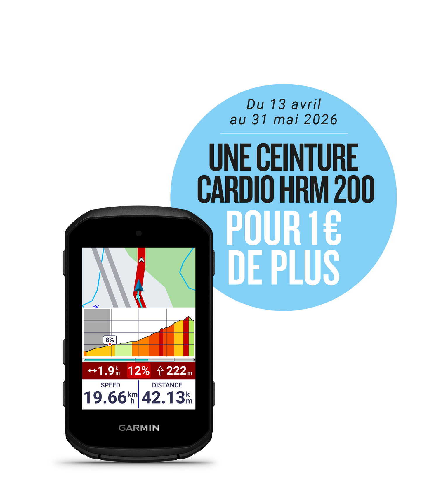 GARMIN EDGE 550 GPS + Your GARMIN HRM 200 Cardio Belt for €1 more