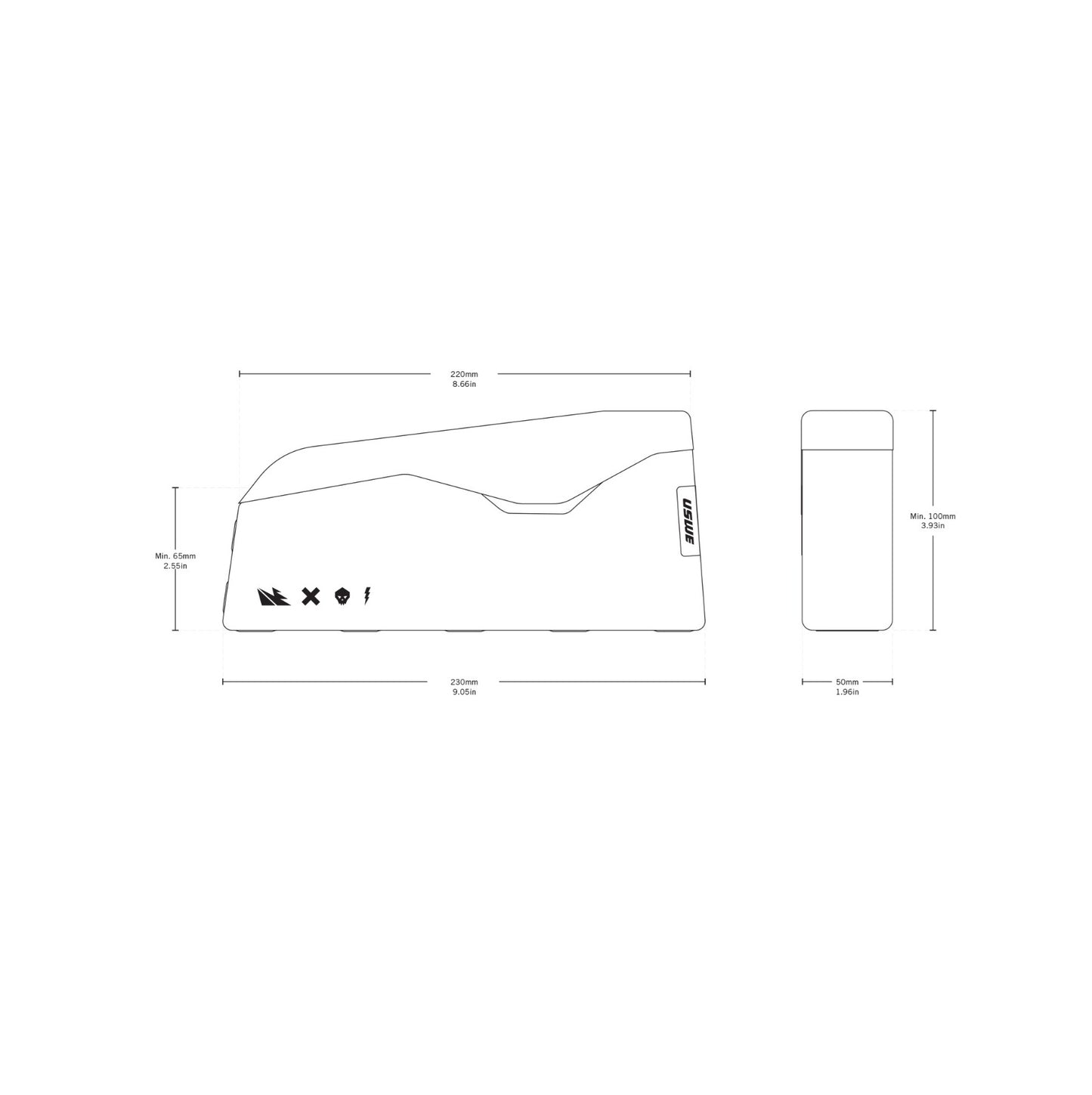USWE TOP TUBE MAGNETIC 1,2 L ramväska Svart