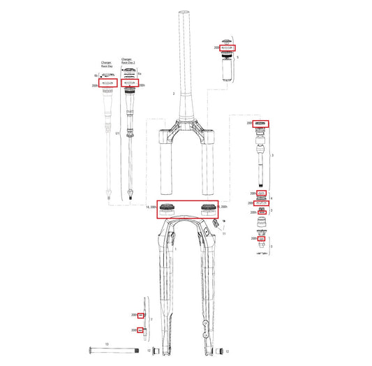 ROCKSHOX RUDY XPLR BASE/ULTIMATE A1 200 timmar/år underhållssats (2022)