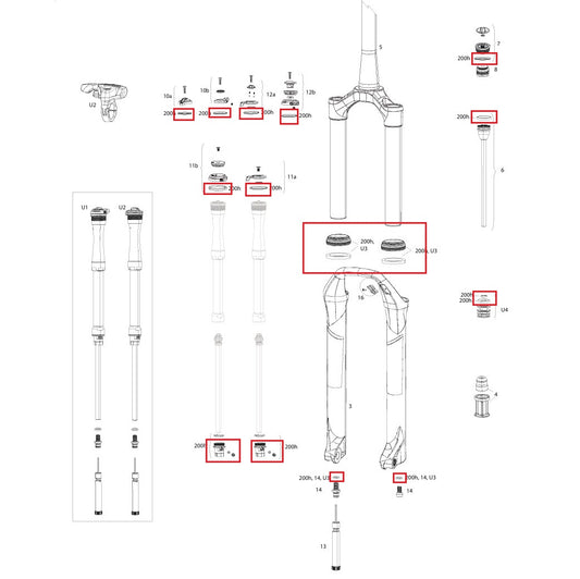 200 hrs/Year Maintenance Kit ROCKSHOX SID SL 32mm/RL/RLC/XX/SELECT/SELECT+/ULT (2017-2020) Gen-B