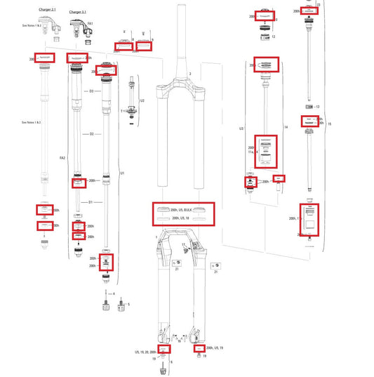 200 h/år underhållssats ROCKSHOX ZEB BASE/SELECT/SELECT+/ULTIMATE (2021+) GEN A1-A3