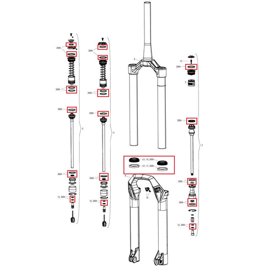 200 timmar/år underhållssats ROCKSHOX PSYLO Gold (2025+) Generation A