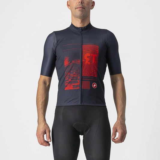 CASTELLI 13 SCREEN Kortärmad Jersey Blå/Röd