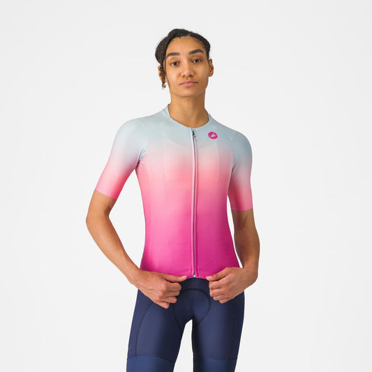 CASTELLI UPF Kortärmad rosa jersey för kvinnor