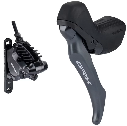 Vänster Singelklinga-reglage och Främre Bromsok SHIMANO GRX BL-RX820 + BR-RX820 Flat Mount