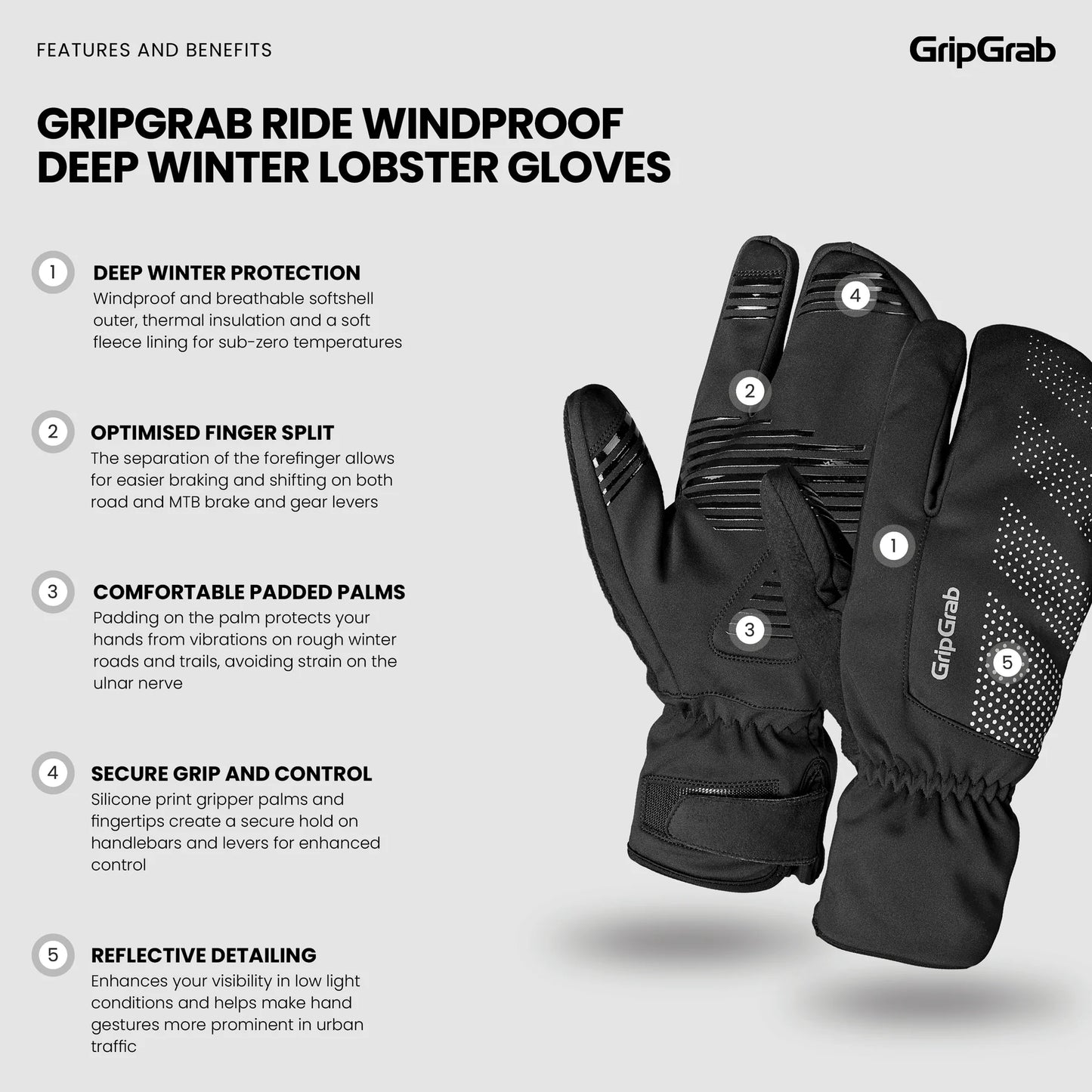 GRIPGRAB DEEP WINTER LOBSTER Gloves Black