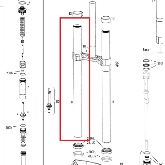 Straight Plunge ROCKSHOX 38MM BOXXER D1+(2024+) Svart