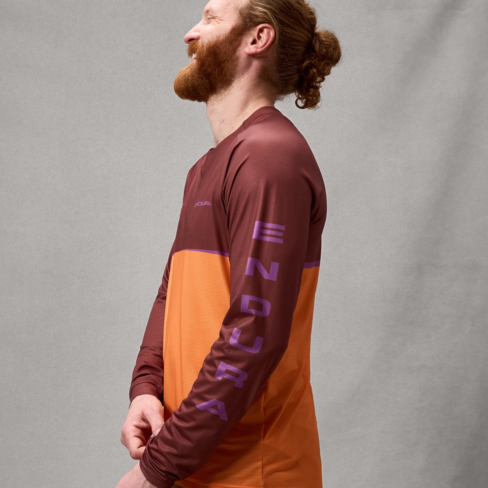 ENDURA SINGLETRACK CORE PRINTED Long Sleeve End Orange Jersey