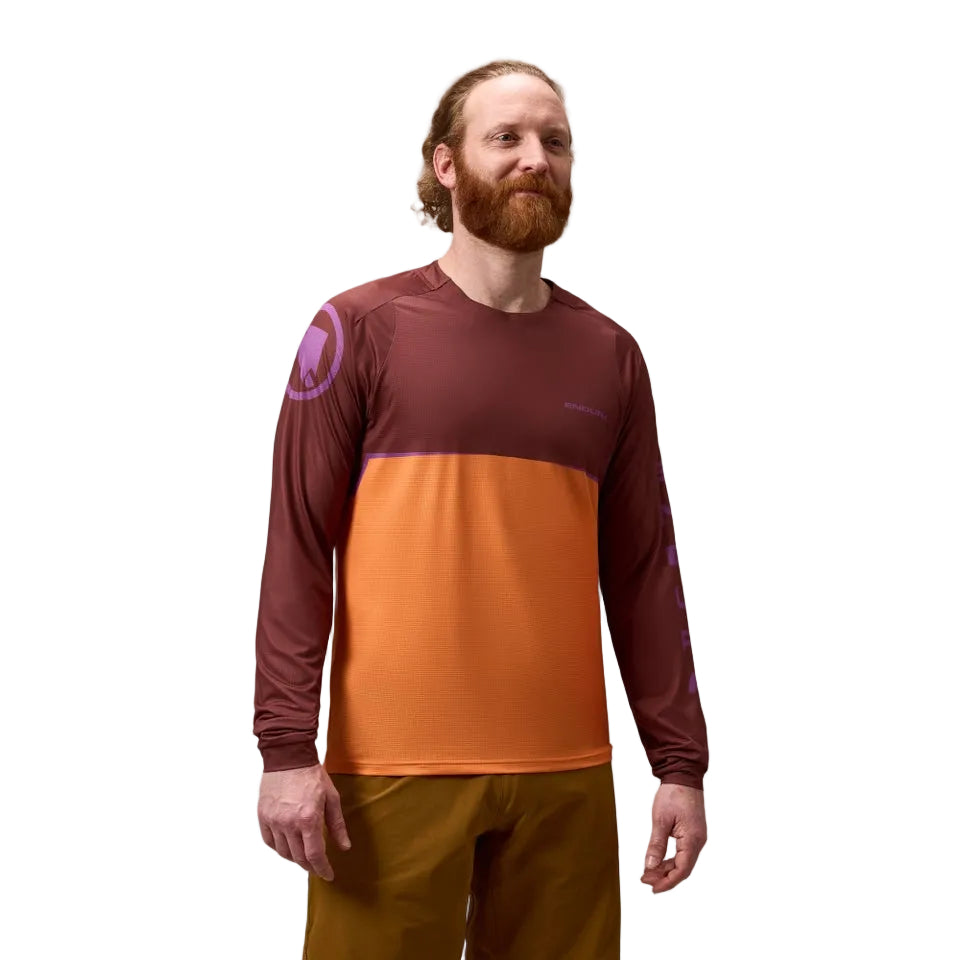 ENDURA SINGLETRACK CORE PRINTED Long Sleeve End Orange Jersey