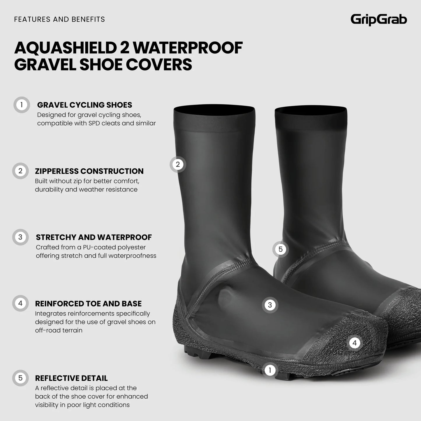 Boot Cover GRIPGRAB AQUASHIELD 2 WATERPROOF GRAVEL Black