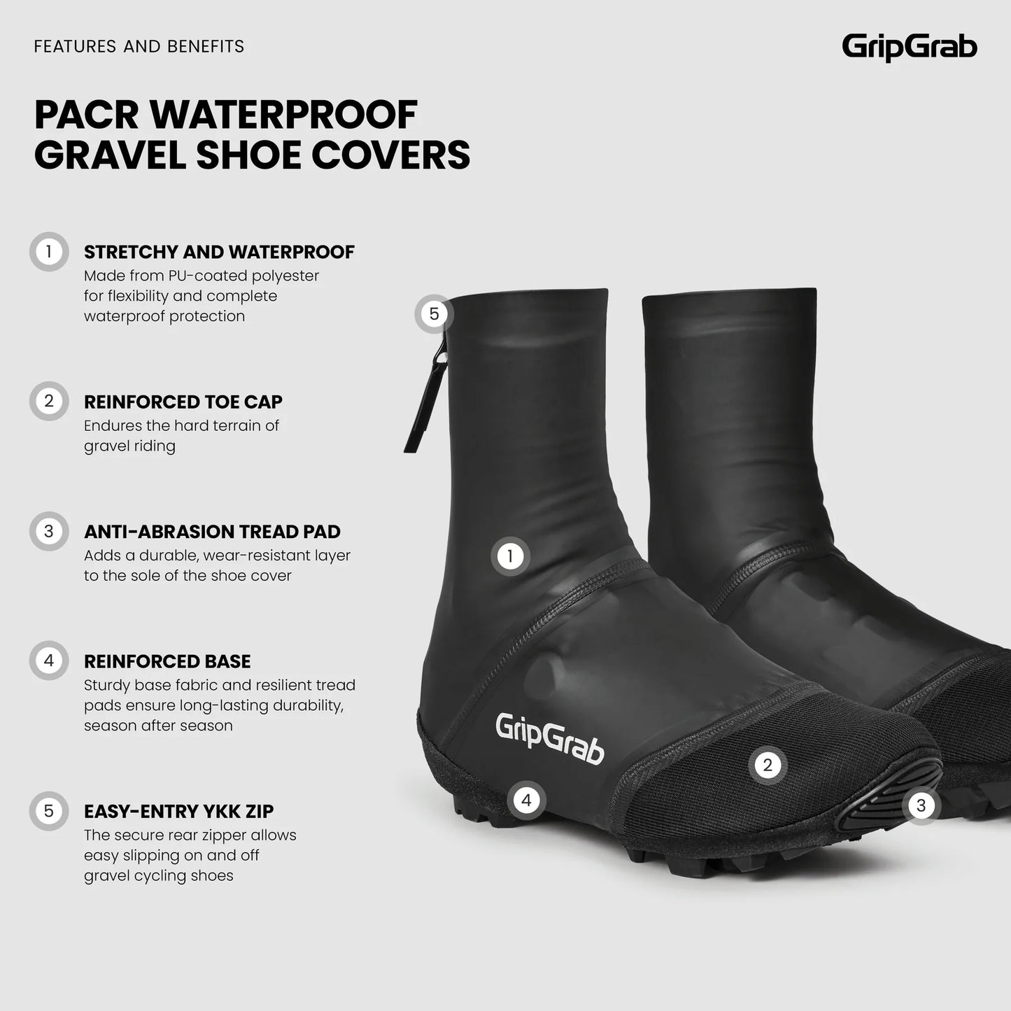 Boot Cover GRIPGRAB PACR WATERPROOF GRAVEL Black