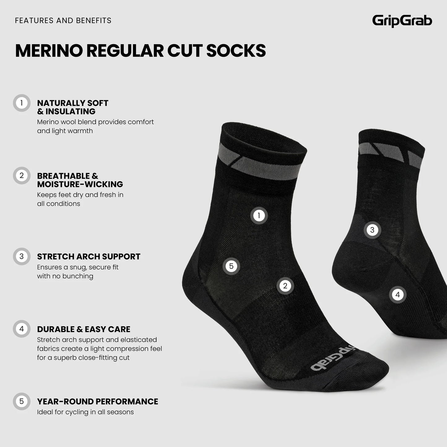 GRIPGRAB MERINO REGALAR strumpor Svart (x3)