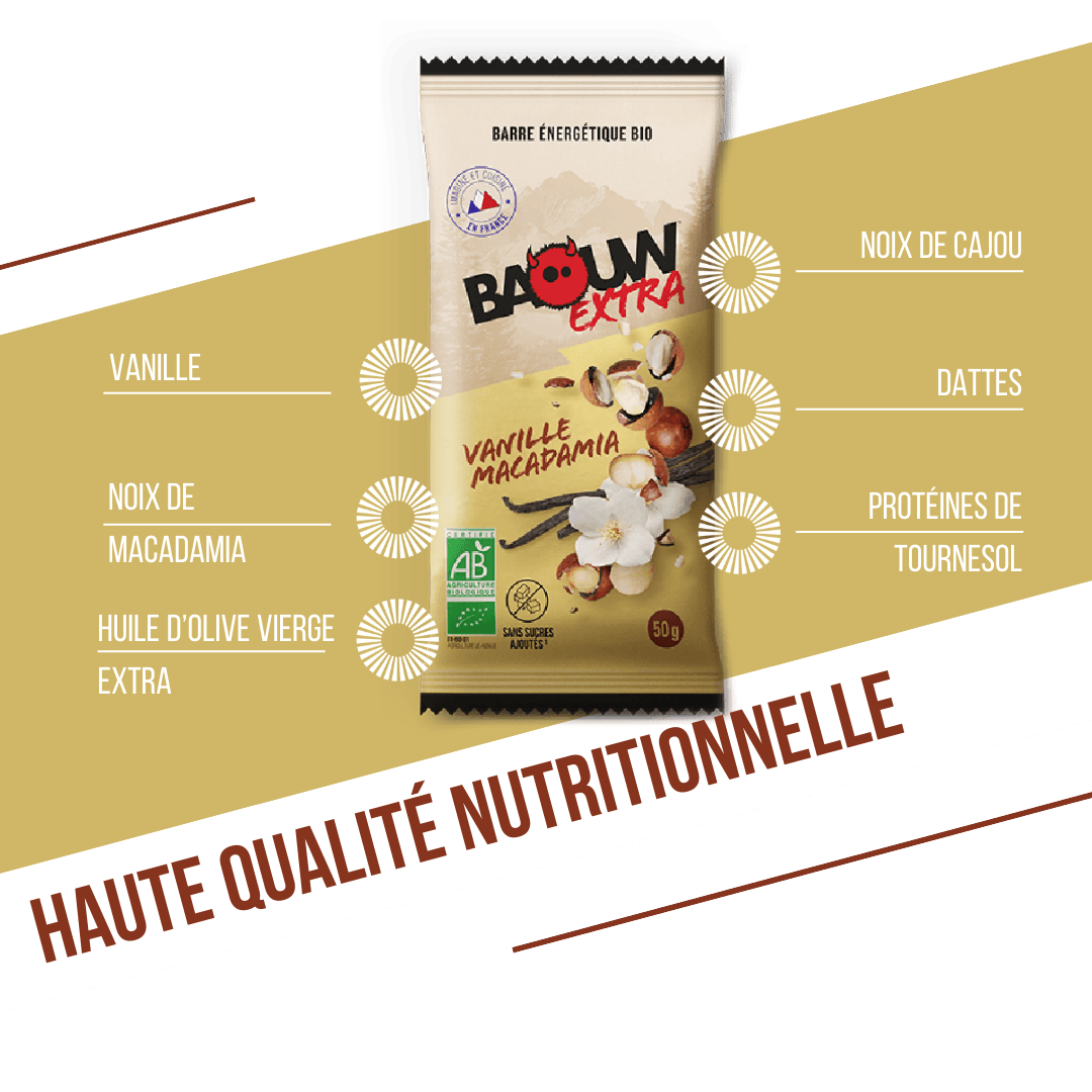 BAOUW ORGANIC EXTRA Vanilj-Macadamia Energy Bar (50 g)