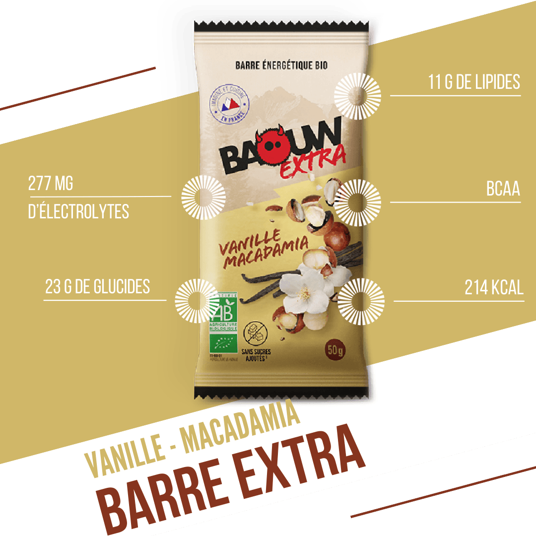 BAOUW ORGANIC EXTRA Vanilj-Macadamia Energy Bar (50 g)
