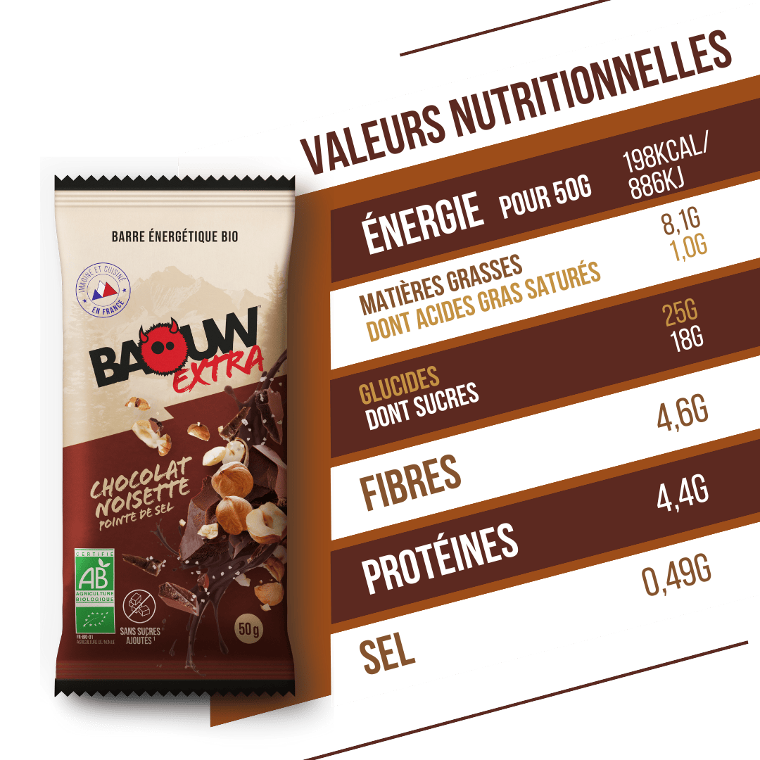 BAOUW ORGANIC EXTRA Chocolate Hazelnut Energy Bar (50 g)