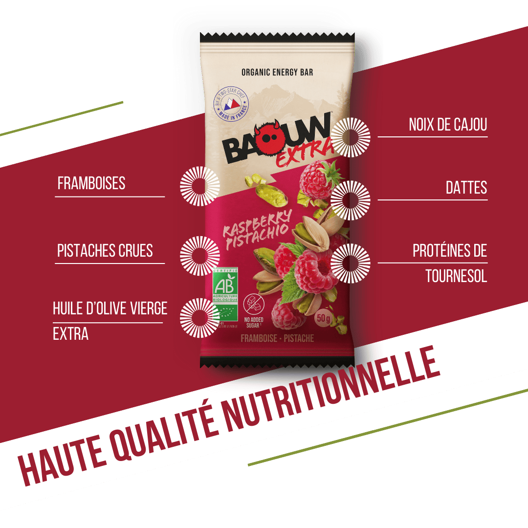 BAOUW ORGANIC EXTRA Raspberry-Pistachio Energy Bar (50 g)