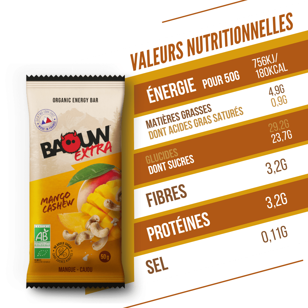 BAOUW ORGANIC EXTRA Mango Cashew Energy Bar (50 g)