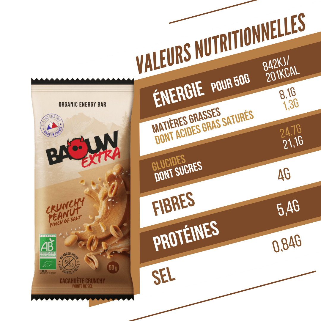 BAOUW ORGANIC EXTRA Crunchy Peanut Energy Bar (50 g)