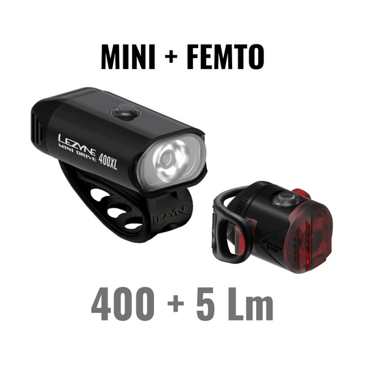 Front and rear lights LEZYNE MINI DRIVE 400XL / FEMTO USB